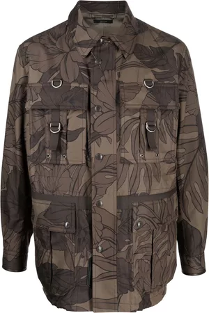 Tom Ford Men Floral Jackets - Floral print utility jacket - Neutrals