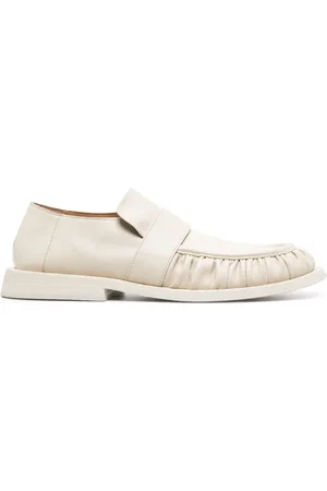 MARSÈLL Round-toe ruched leather loafers