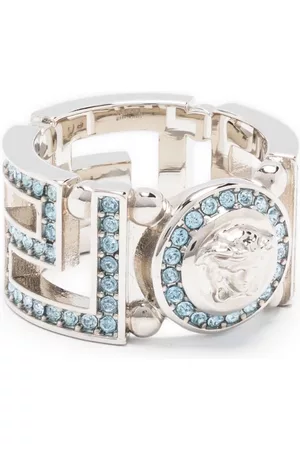 VERSACE Rings - Medusa Greca crystal-embellished ring - Silver