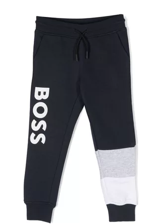 HUGO BOSS Sweatpants - Logo-print drawstring track pants - Blue