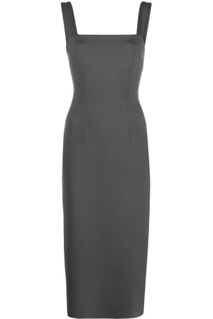 There Was One Women Pencil Dresses - Square-neck pencil midi dress - Grey