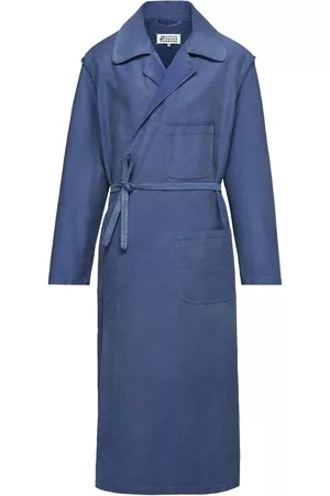 Maison Margiela Men Trench Coats - Cotton wrap trench coat - Blue