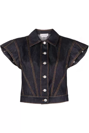 Alexander McQueen Women Denim Jackets - Short-sleeve denim jacket - Blue