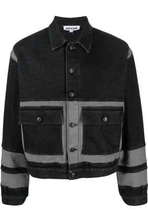 KOCHÉ Denim Jackets - Colour-block denim jacket - Black