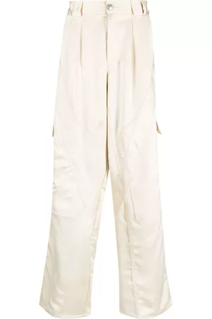 KOCHÉ Men Pleated Cargo Pants - Cargo-pockets pleated trousers - Neutrals