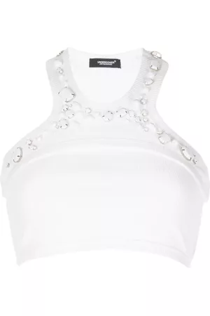 UNDERCOVER Women Crop Tops - Crystal-embellished cropped top - White