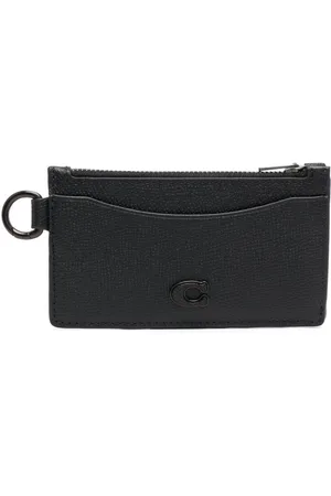 Coach Logo Plaque Card Case In Black