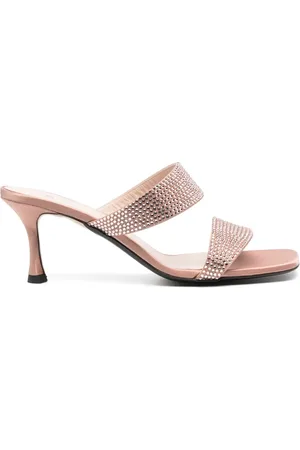 Nº21 70mm rhinestone-embellished calf-leather mules