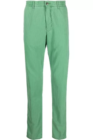 Incotex Men Formal Pants - Cotton-lyocell blend pinstriped trousers - Green