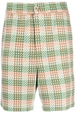 Drôle de Monsieur Men Bermudas - Plaid-pattern tweed shorts - Green