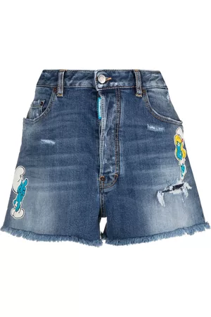 Dsquared2 Women Shorts - Embroidered-design denim shorts - Blue