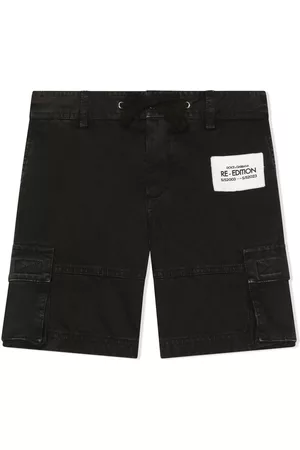 Dolce & Gabbana Boys Shorts - Logo-patch drawstring shorts - Black