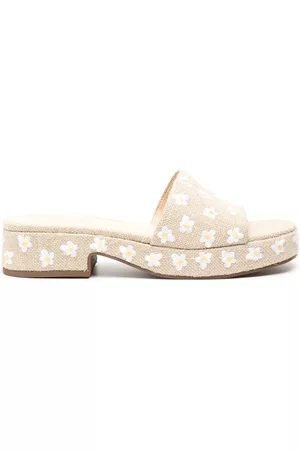 Larroude Women Mules - Floral-embroidered 45mm mules - Neutrals