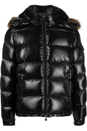 Moncler Men Puffer Jackets - Maya fur-trimmed puffer jacket - Black