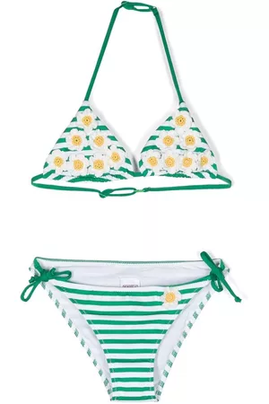 MC2 SAINT BARTH Girls Bikini Sets - Stripe-print bikini set - Green