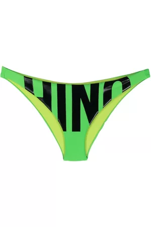 Moschino Women Bikini Bottoms - Logo-print bikini bottom - Green