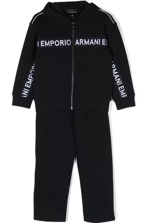 Emporio Armani Sports Hoodies - Logo-tape hooded tracksuit - Blue