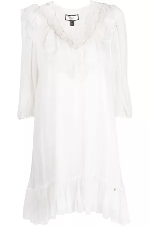 NISSA Women Long Sleeve Dresses - V-nck long-sleeve dress - White