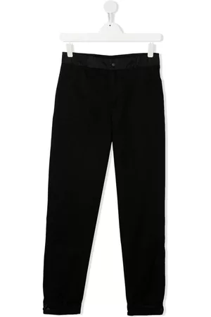Moncler Skinny Pants - TEEN logo-patch slim-cut trousers - Black