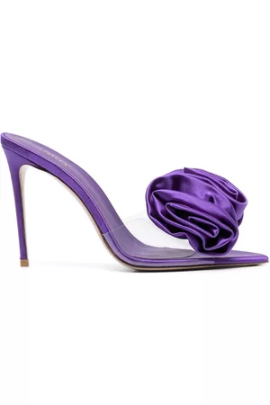 LE SILLA Women Heels - Rose 110mm floral-appliqué sandals - Purple