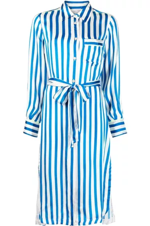 FORTE FORTE Women Casual Dresses - Striped satin shirt midi dress - Blue