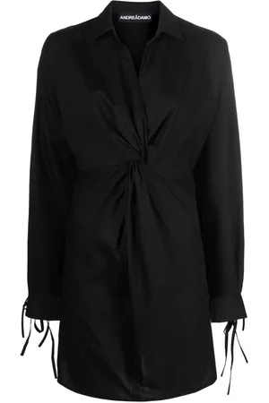 ANDREADAMO Women Casual Dresses - Twisted cotton-blend shirt minidress - Black