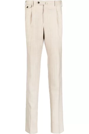 PT Torino Men Formal Pants - Check-pattern tailored trousers - Brown