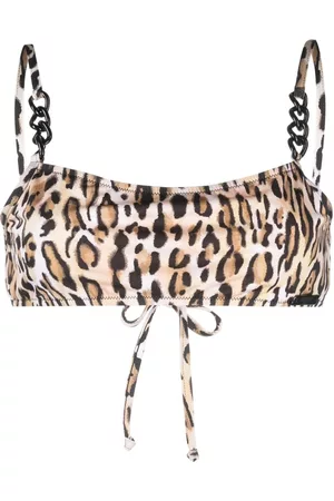 Moschino Women Bikini Tops - Leopard-print bikini top - Brown