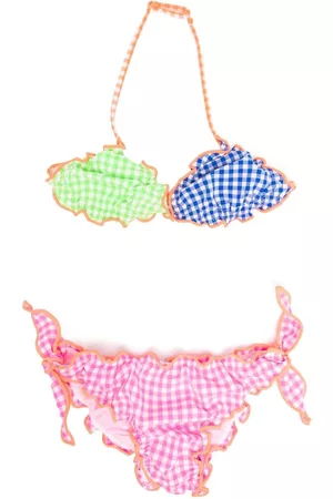 MC2 SAINT BARTH Girls Bikinis - Checkered ruffled bikini - Pink
