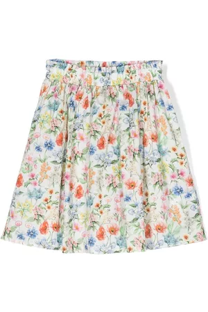 PAADE Girls Printed Skirts - Floral-print cotton skirt - White