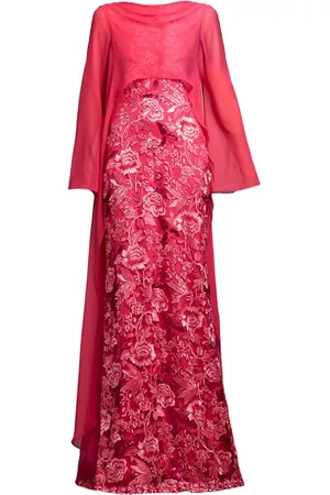 Tadashi Shoji Women Evening Dresses - Kosta layered embroidered gown - Pink