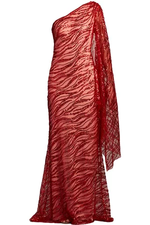 Tadashi Shoji Women Evening Dresses - Esperanza sequin cape-sleeve gown - Red