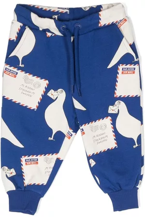 Mini Rodini Sports Pants - Piegeons drawstring sweatpants - Blue