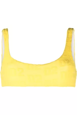 Dsquared2 Women Bikini Tops - Flocked-logo bikini top - Yellow