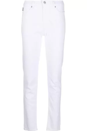 Love Moschino Women Skinny Jeans - Embroidered-logo slim-cut jeans - White
