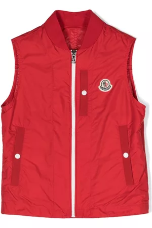 Moncler Gilets - Becan logo-patch zip-up gilet - Red