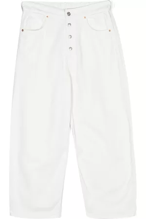 Maison Margiela Straight Jeans - Exposed-buttons straight leg jeans - White