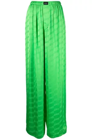 Balenciaga Women Pajamas - Monogram-jacquard satin pyjama pants - Green