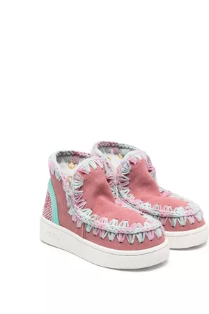 Mou Girls Sneakers - Eskimo crochet-whipstitch suede sneakers - Pink