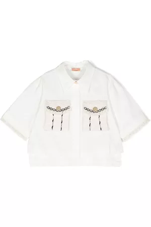Elisabetta Franchi La Mia Bambina Short sleeved Shirts - Ribbed short-sleeved shirt - White