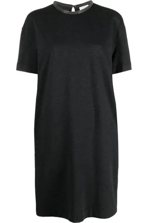 Brunello Cucinelli Linen-Blend Belted w/Monili Embellishments Midi Dress XS