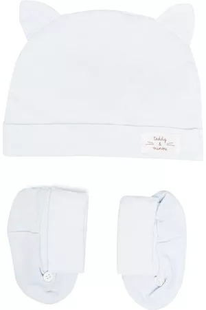TEDDY & MINOU Hats - Logo-patch cotton hat set - Blue