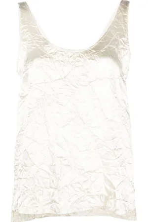 Lanvin V-back crinkled-effect top