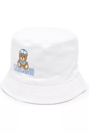 Moschino Boys Hats - Teddy Bear motif bucket hat - White