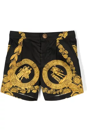 VERSACE Swim Shorts - Barocco-print cotton shorts - Black