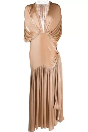 V:PM ATELIER Women Evening Dresses - Monroe draped pleated gown - Neutrals