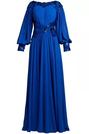 Tadashi Shoji Women Evening Dresses - Sequin-embellished pleated gown - Blue