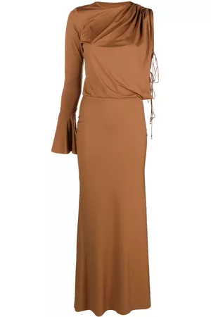V:PM ATELIER Women Asymmetrical Dresses - Liv asymmetric-sleeves dress - Brown