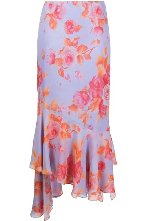 The Andamane Floral-print high-low hem skirt