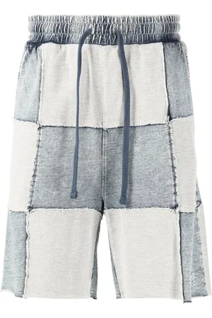 FIVE CM Denim-patchwork track shorts